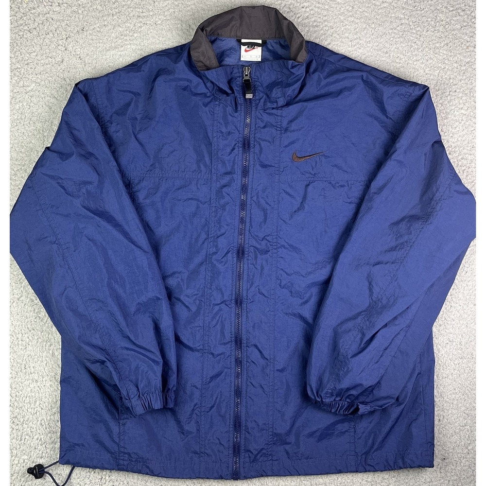 Vintage‎ 90s Nike Blue Full Zip Windbreaker Jacket Mens Large